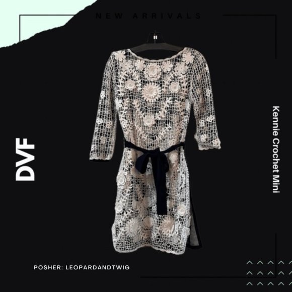 DVF Kennie Crochet Tie-Waist Dress - Picture 2 of 8